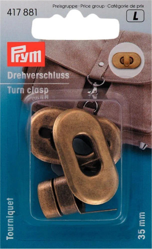 Turn Clasp for Bags Antique Brass by Prym - 1 Piece