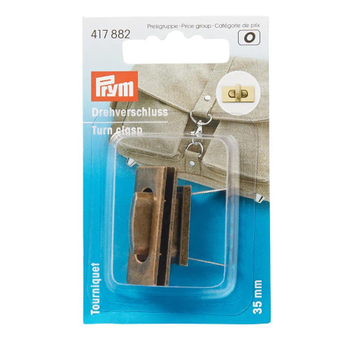 Turn Clasp for Bags Brushed Antique Brass by Prym - 1 Piece