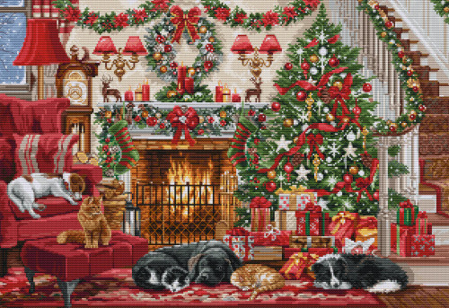 Cosy Fireplace Cross Stitch Kit by Luca S