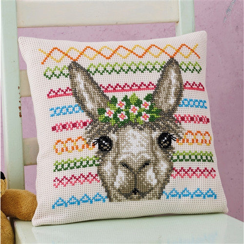 Alpaca Counted Cross Stitch Cushion Kit by Permin