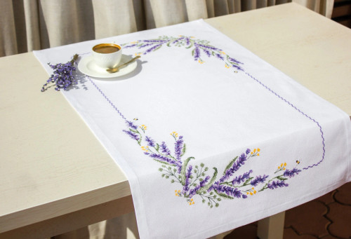 Lavender and Bees Table Topper Cross Stitch Kit by Luca-S