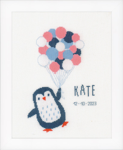 Hello Penguin Birth Record Counted Cross Stitch Kit by Vervaco