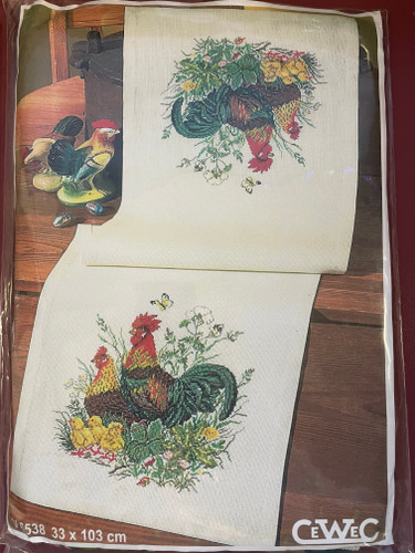 Cockerel Table Runner Counted Cross Stitch Kit by CeWeC