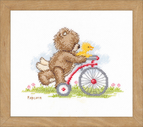 Popcorn on Bicycle Counted Cross Stitch Kit by Vervaco