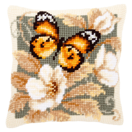 Black & Orange Butterfly Cross Stitch Cushion Kit by Vervaco