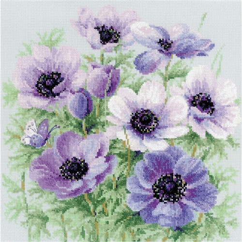 Purple Anemones Counted Cross Stitch Kit by Riolis