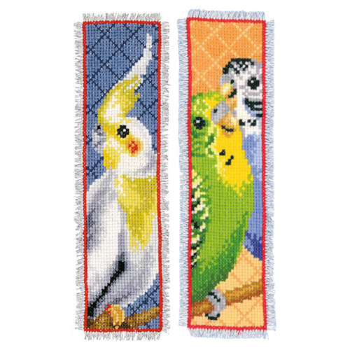 Bookmark: Parakeets: Set of 2 Counted Cross Stitch Kit by Vervaco