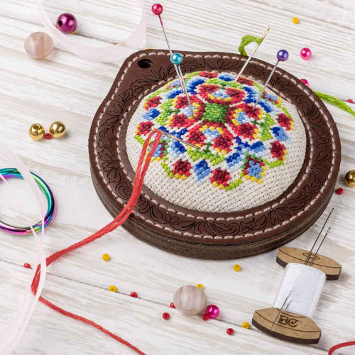 Small Floral Pin Cushion Needlecraft Kit - Needle Storage Pin