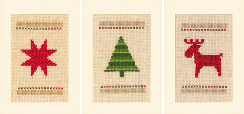 Christmas Greeting Card Counted Cross Stitch Kit Set of 3 by Vervaco