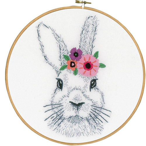 Embroidery Kit: Cushion: Rabbit with Flowers by Vervaco