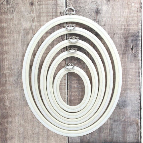 White Oval Flexible Embroidery Hoop 7" x  9" by Nurge