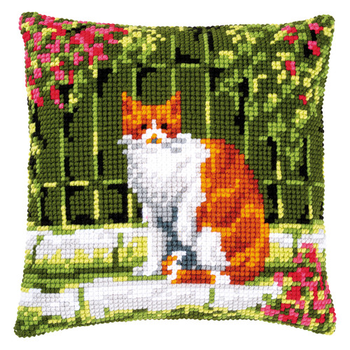 Kitten Between Flowers Cross Stitch Cushion Kit