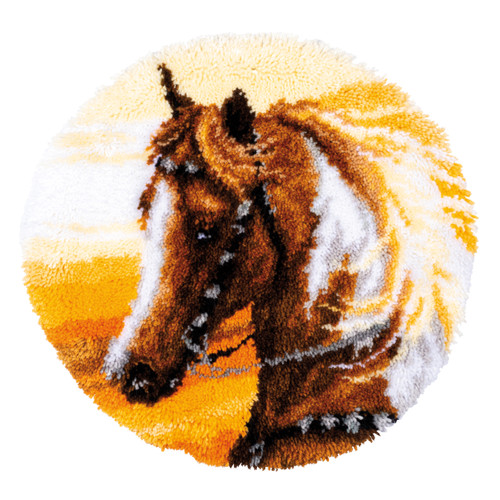 Western Horse Shaped Latch Hook Rug Kit by Vervaco