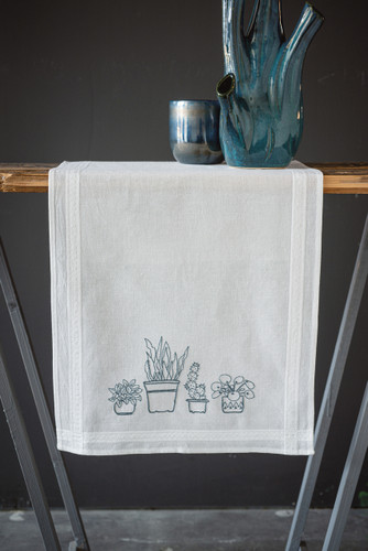 Houseplants Table Runner Embroidery Kit by Vervaco