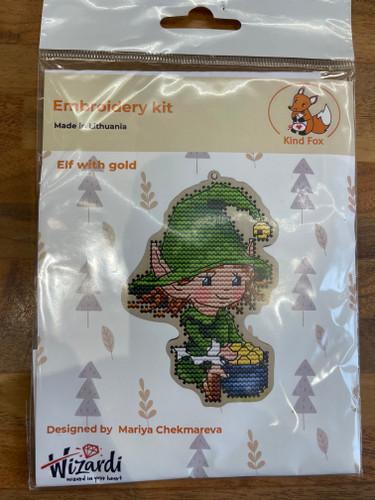 Elf Counted Cross Stitch Kit on Wood by Wizardi