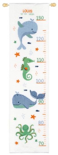 Whales Fun Height Chart Counted Cross Stitch Kit by Vervaco