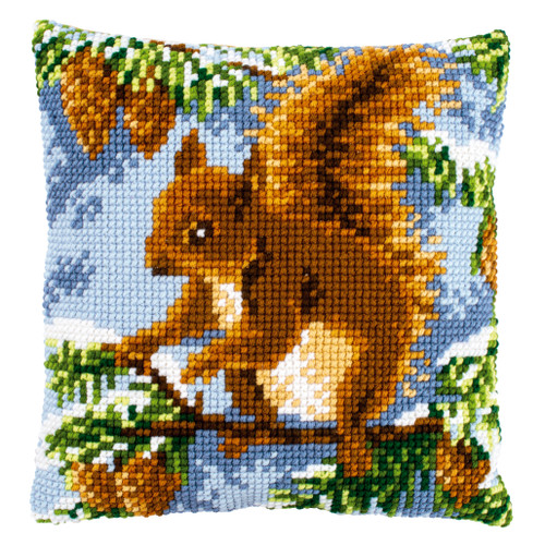 Squirrel in the Pine Tree Chunky Cross stitch Kit cushion Kit by Vervaco