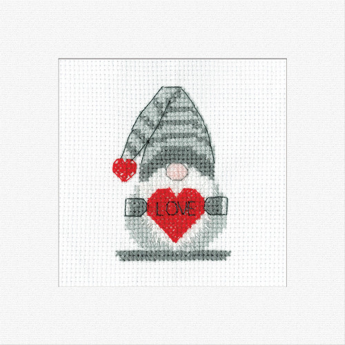 Gonk Love Card Cross Stitch Kit By Heritage