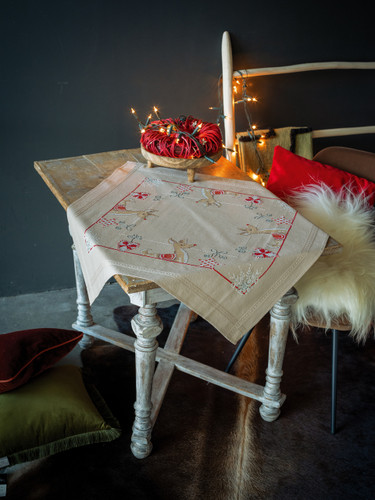 Reindeer in Christmas Spirit Tablecloth Embroidery Kit by Vervaco