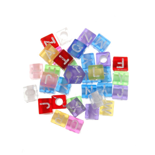 Pack of 100 Transparent Alphabet Beads