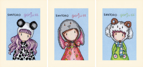 Gorjuss: Set of 3 Greeting Card Cross Stitch kits by Vervaco