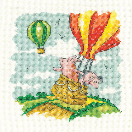 Pigs Might Fly Cross Stitch Kit  By Karen Carter