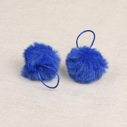 1 Fluorescent Blue pom Pom Faux Fur 4cm Diameter 