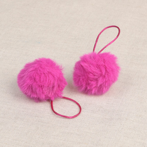 1 Fluorescent Pink pom Pom Faux Fur 4cm Diameter