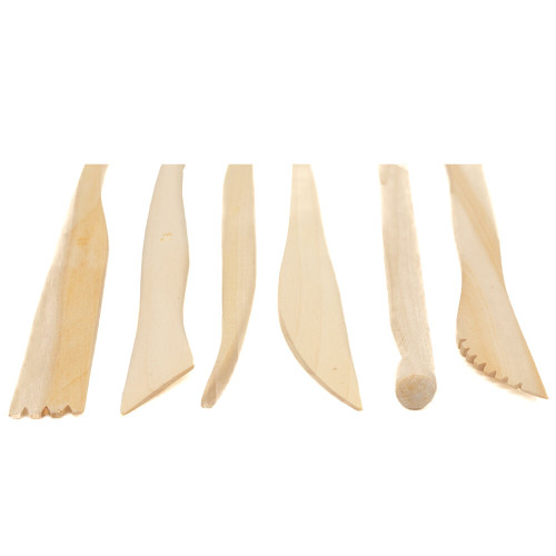 Wooden Clay Modelling Tools Set of 6 assorted