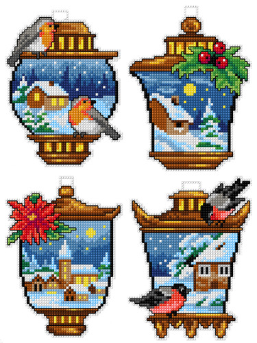 Winter Lantern: Set of 4 Counted Cross Stitch Kit by Orchidea