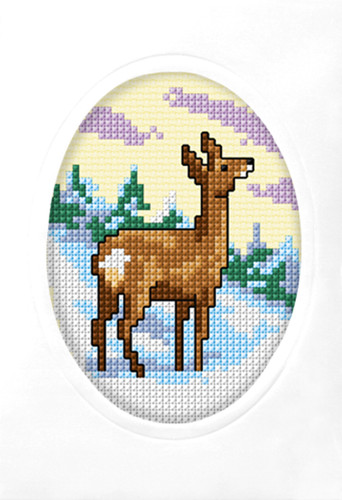Deer Greetings Card Counted Cross Stitch Kit by Orchidea
