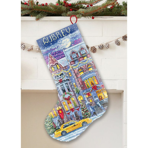 Winter Townhouse Stocking Counted Cross Stitch Kit by Letistitch