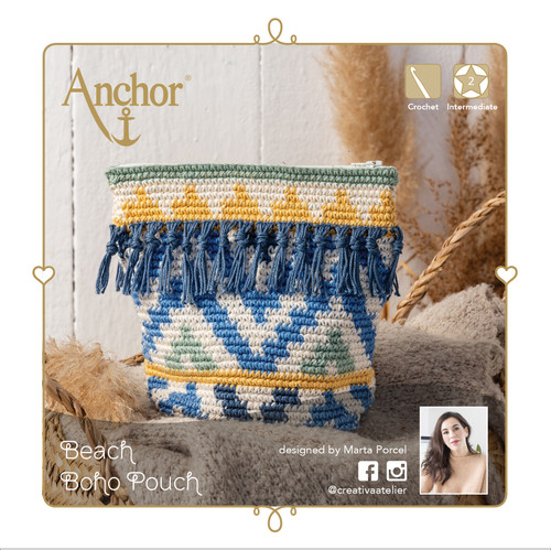 Crochet Kit: Boho Pouch: Beach by Anchor