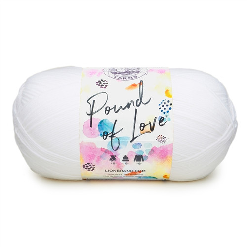 1 x 454g Lion Brand Yarn Pound of Love - White  Yarn 