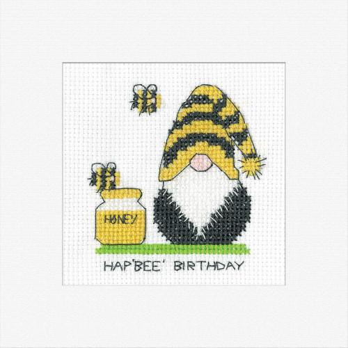 Birthday Bee Gonk Cross stitch Kit card Kit by Kirsten Roche