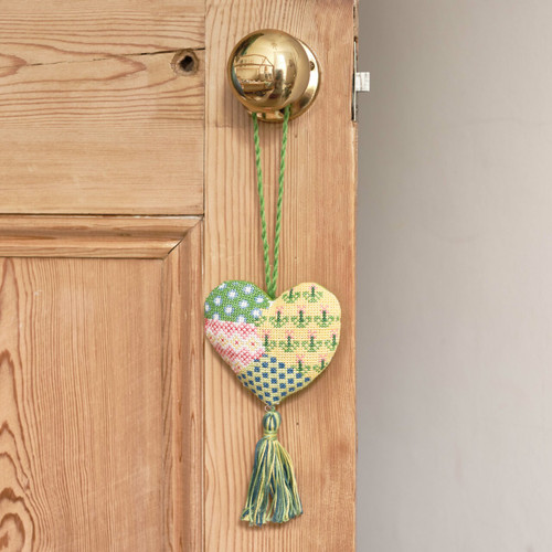 Patchwork Hearts Hanging Decoration Green Cross stitch Kit by Anchor