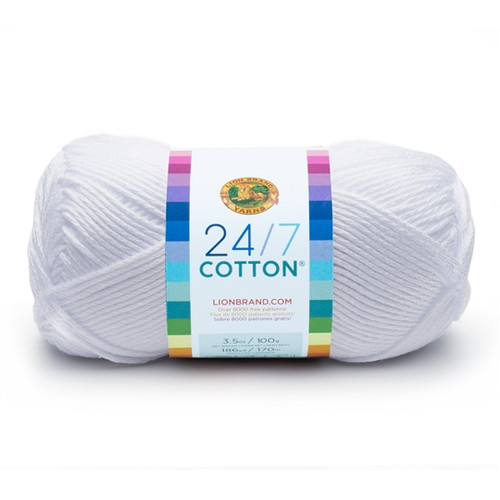 3 x 100g 24/7 Cotton - White Yarn By Lion