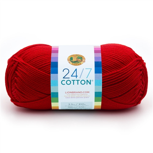 3 x 100g 24/7 Cotton - Red Yarn By Lion