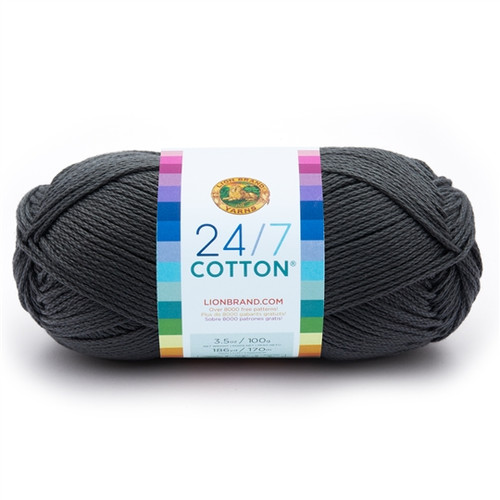 3 x 100g 24/7 Cotton - Charcoal Yarn By Lion
