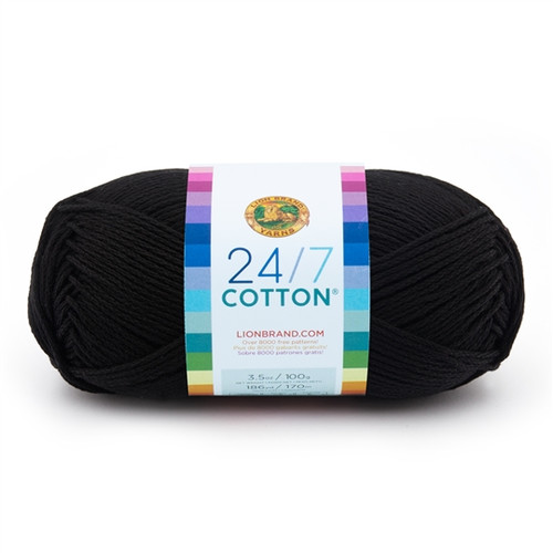 3 x 100g 24/7 Cotton - Black Yarn By Lion