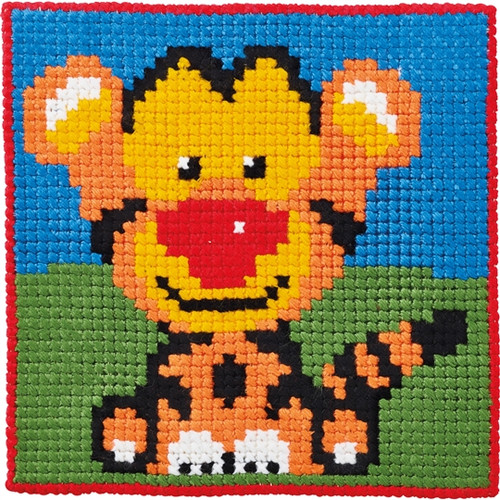 Tiger Cub Printed Cross Stitch Kit By Permin