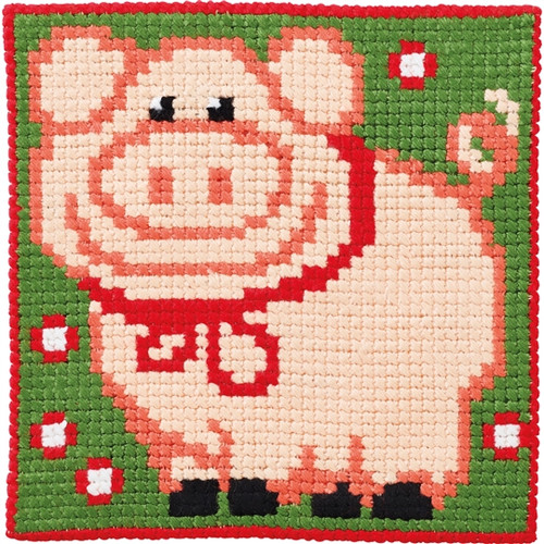 Jolly Pig Printed Cross Stitch Kit by Permin