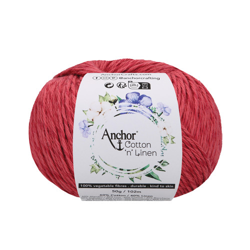 Crochet Yarn: Cotton 'n' Linen: 4 Ply 50g Ball: Raspberry