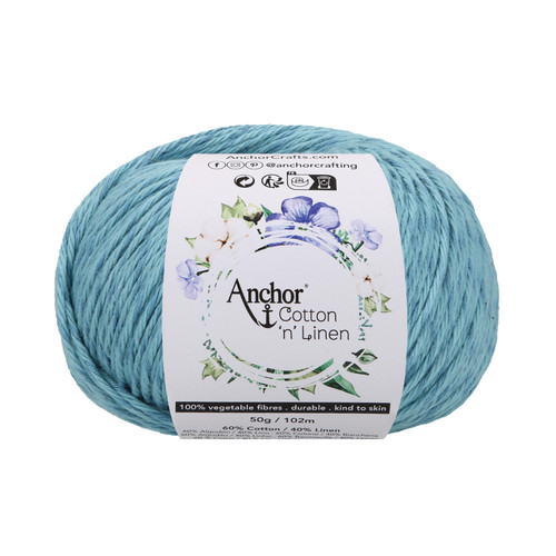 Crochet Yarn: Cotton 'n' Linen: 4 Ply  50g Ball: Teal