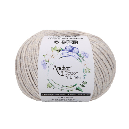 Crochet Yarn: Cotton 'n' Linen: 4 Ply 50g Ball: Mist