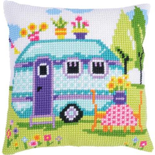 Road Trip Vacation Cross Stitch Cushion Kit by Vervaco