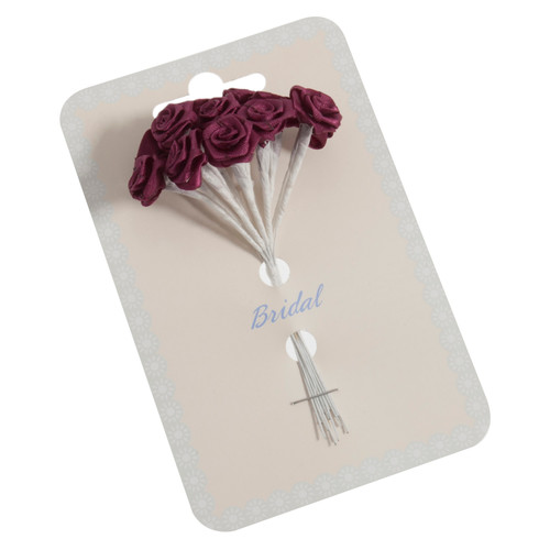 Ribbon Rose: 15mm: Pack of 12: Burgundy