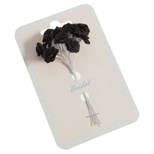 Ribbon Rose: 15mm: Pack of 12: Black