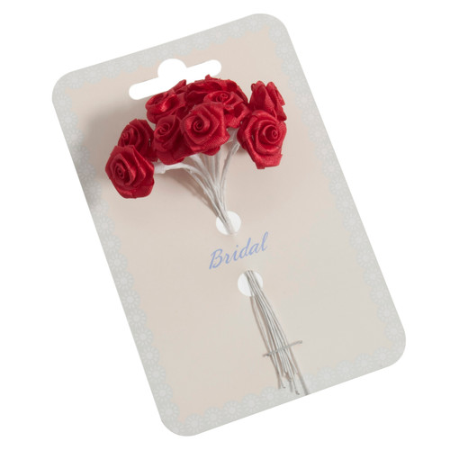 Ribbon Rose: 15mm: Pack of 12: Red