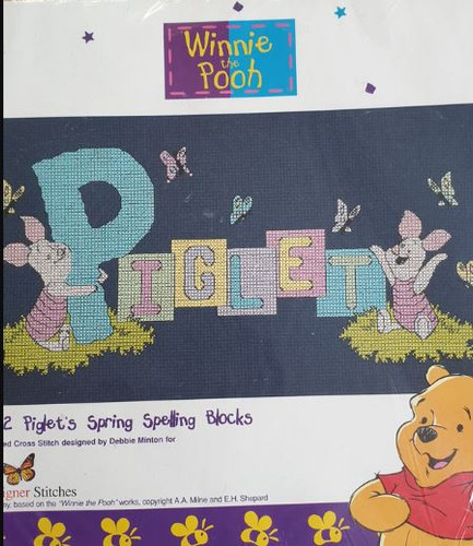 Piglet's Spring Spelling Blocks counted Cross Stitch Kit by Disney